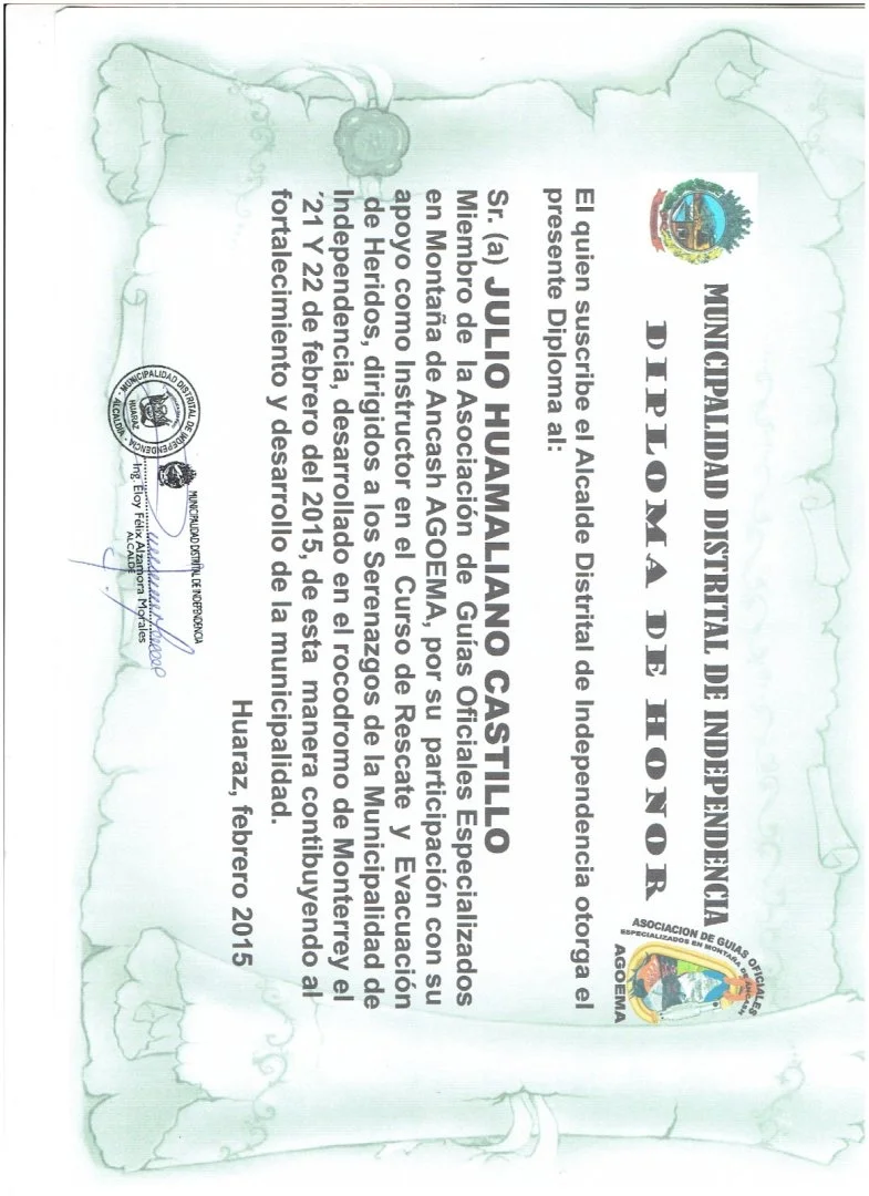 Instructor Serenazgo Julio Huamaliano Castillo