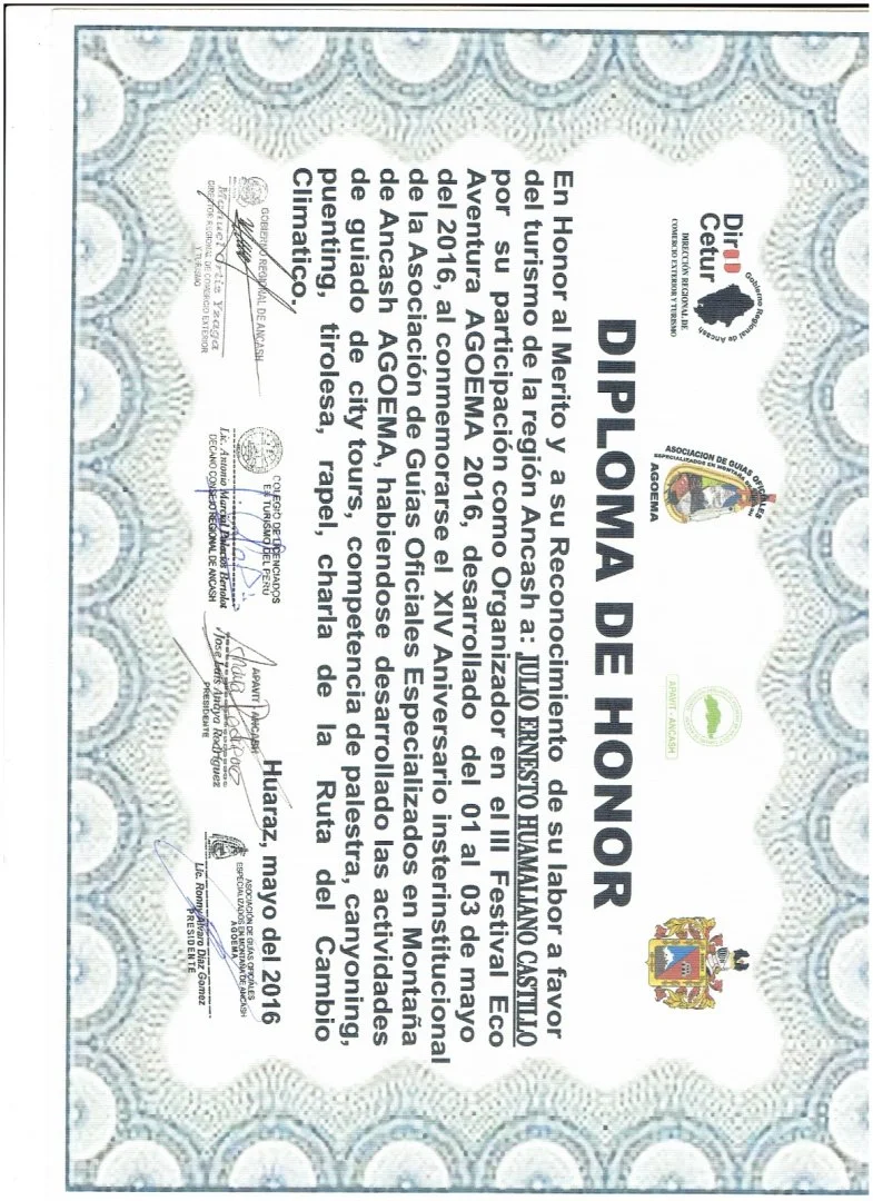 Diploma de Honor Eco Aventura