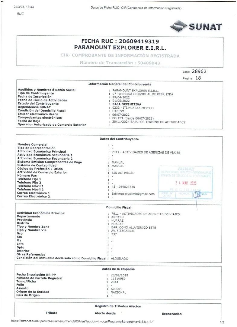 Ficha RUC SUNAT