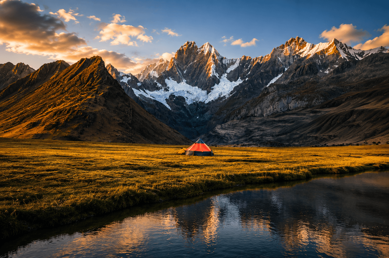 Huaraz (3,100 m) → Cuartelhuain (4,100 m) → Cacananpunta (4,690 m) → Mitucocha (4,270 m)